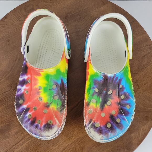 Crocs Mens Sandals 6M/8W Muticolor Tie Dye Classic Graphic Unisex Slingback - Picture 10 of 13